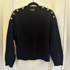 The Kooples Sport - Cashmere Blend Sweater - Navy with Gold Buttons - Size L